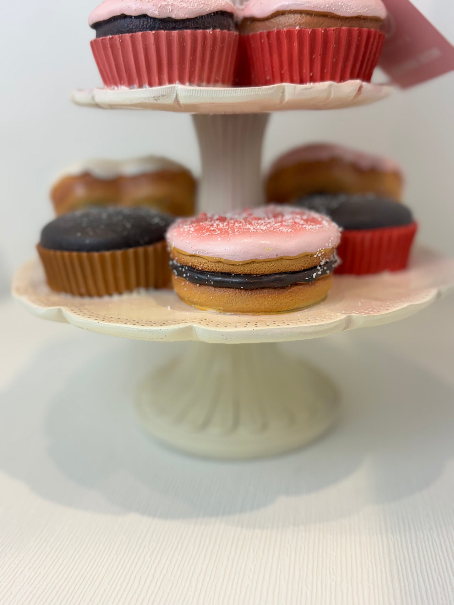 Martha Stewart Valentines Faux Cupcakes & Pastries Tiered Tray Decor