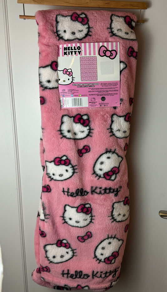 Hello Kitty Pink Faux Fur Throw Blanket