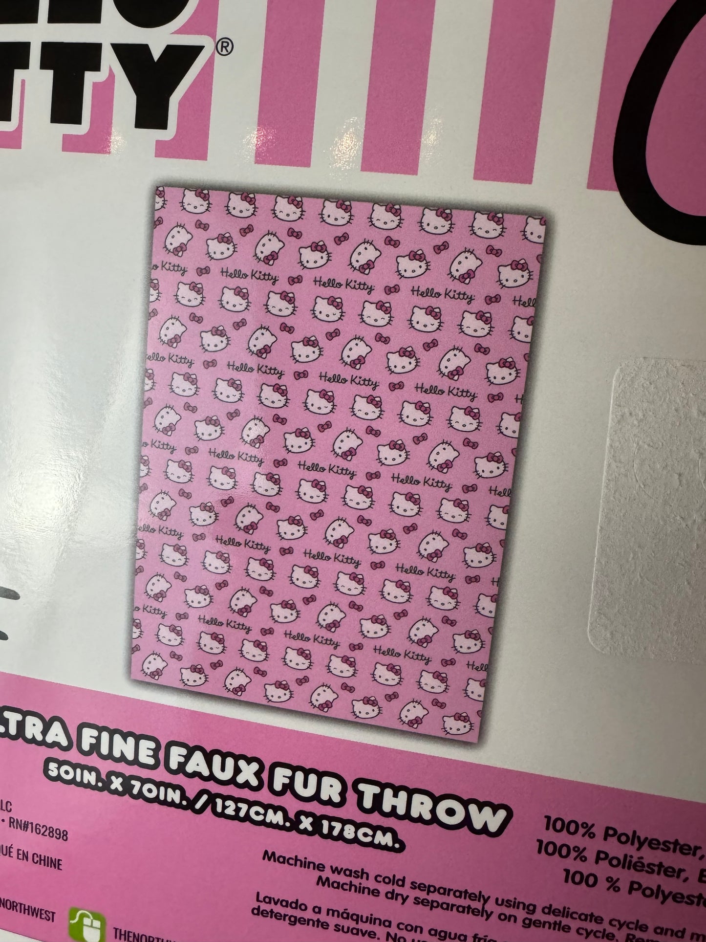 Hello Kitty Pink Faux Fur Throw Blanket