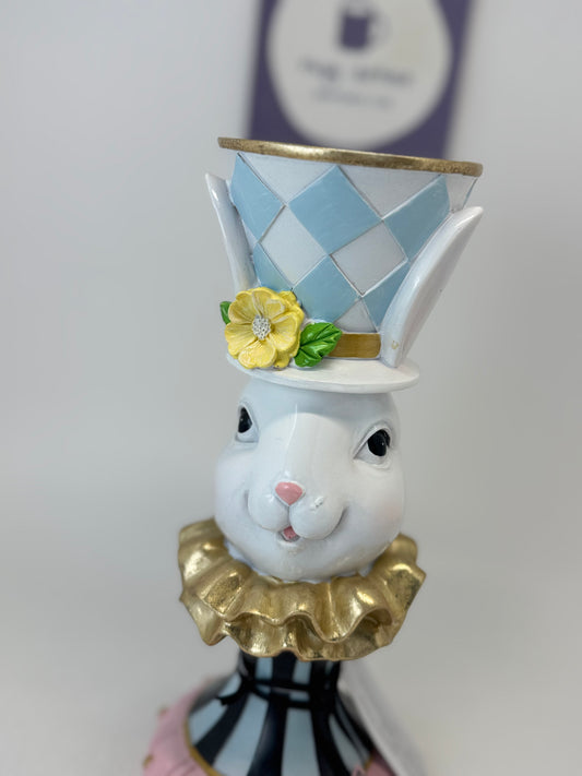 Tophat & Tail Bunny Candle Holder (Blue)