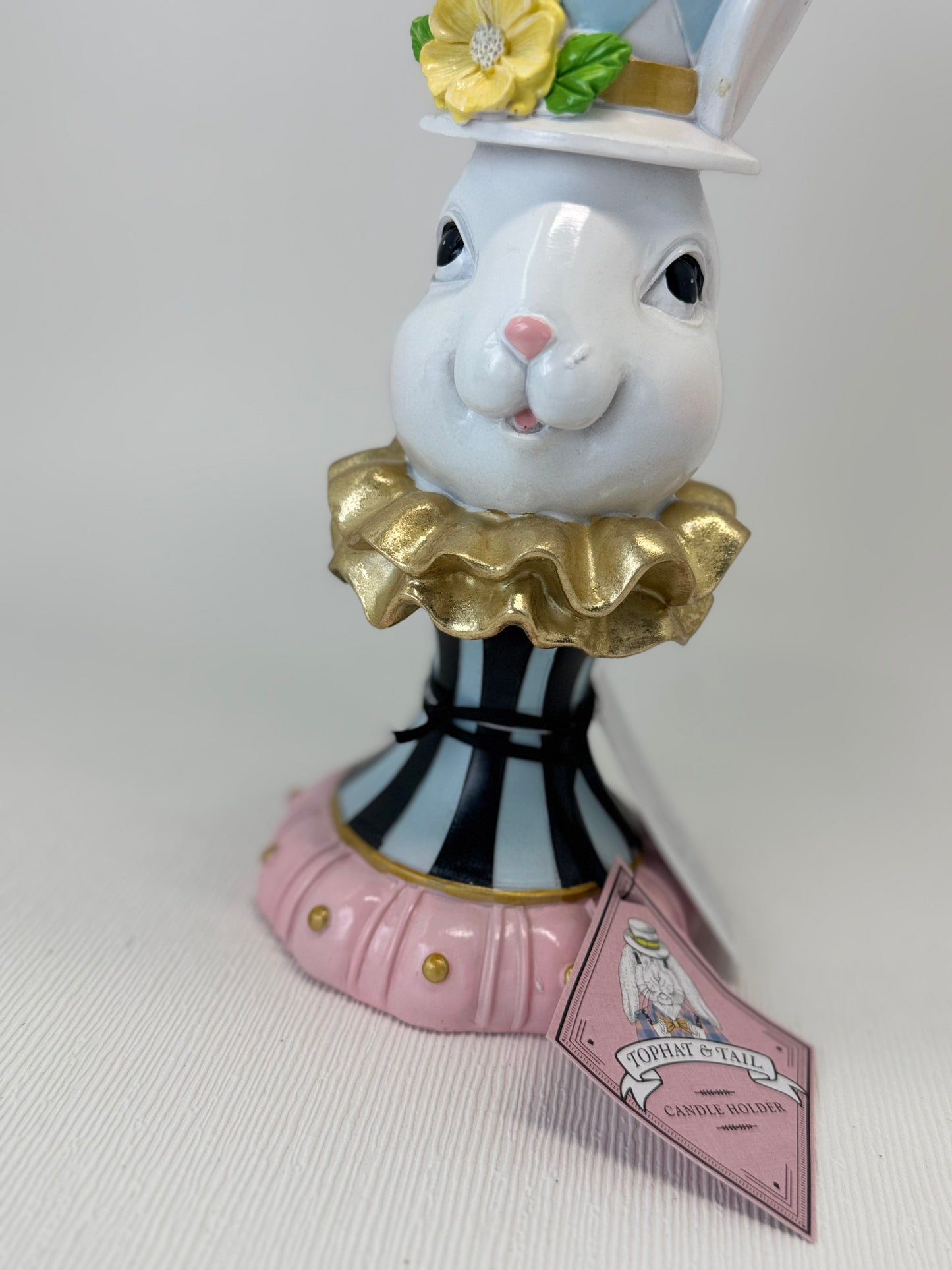 Tophat & Tail Bunny Candle Holder (Blue)