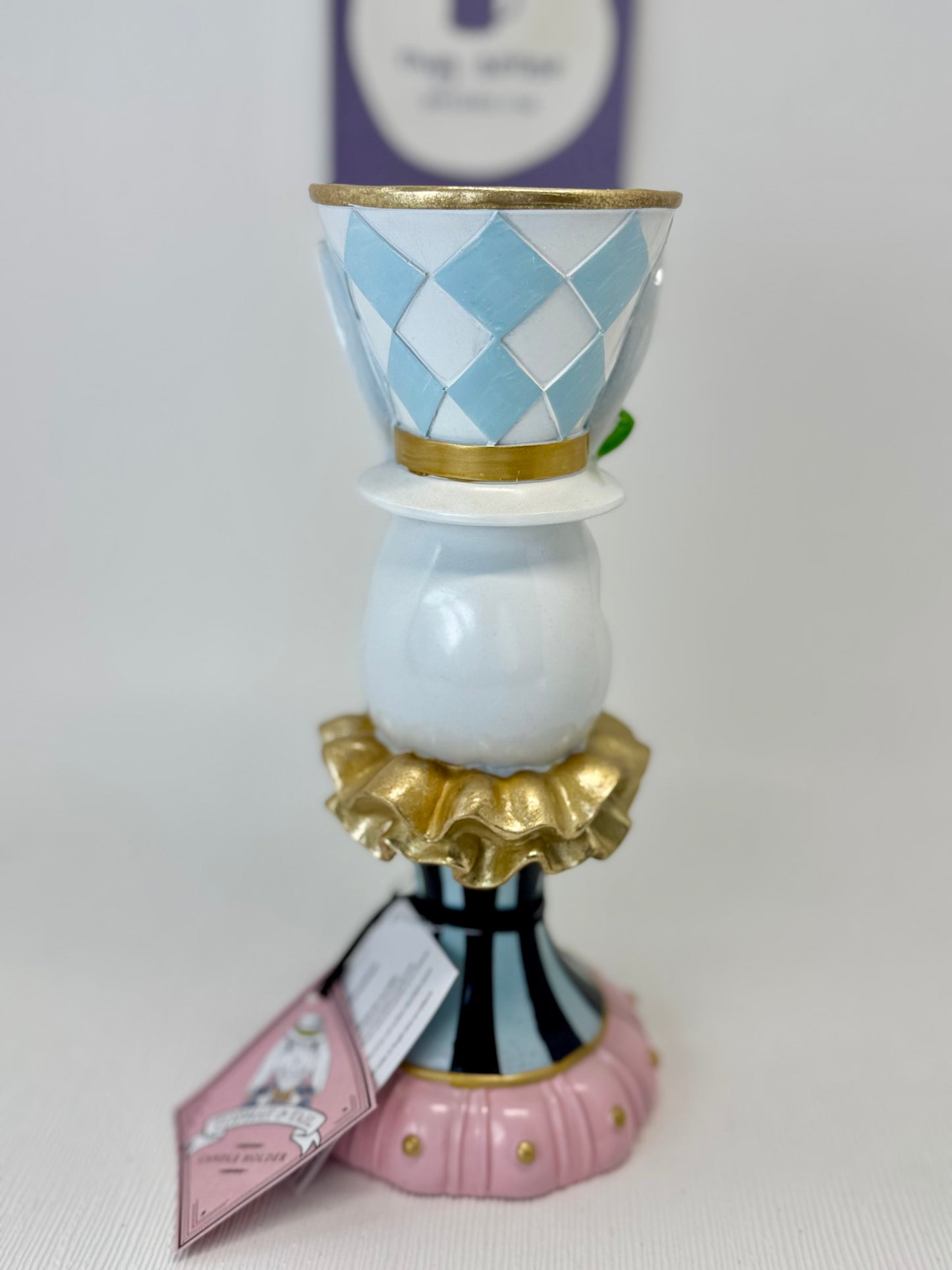 Tophat & Tail Bunny Candle Holder (Blue)