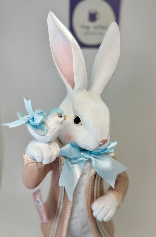 Tophat & Tails 21" Dapper Victorian White Rabbit with Bird