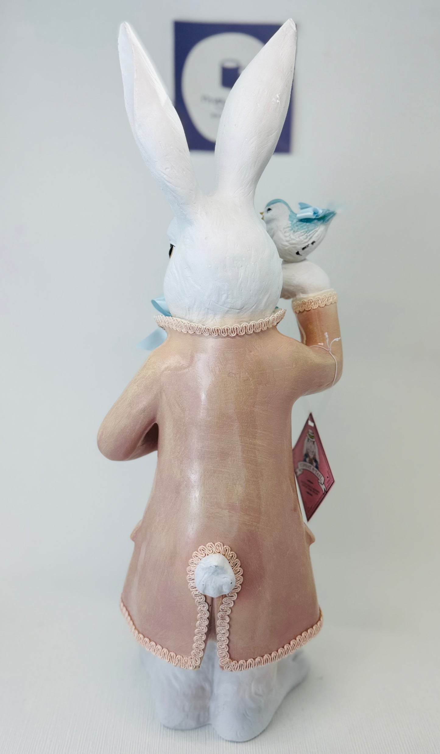 Tophat & Tails 21" Dapper Victorian White Rabbit with Bird