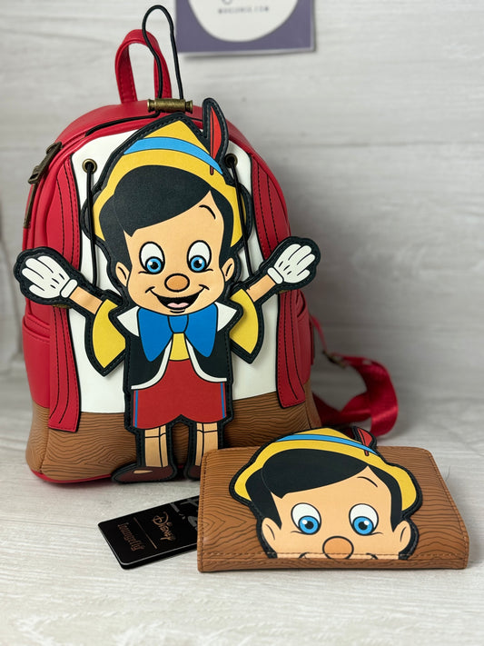 Disney LoungeFly Pinocchio Mini Backpack & Wallet Set