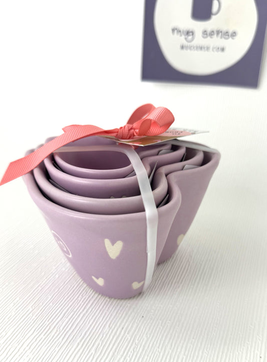 Rae Dunn Purple Shaped Heart Measuring Cups