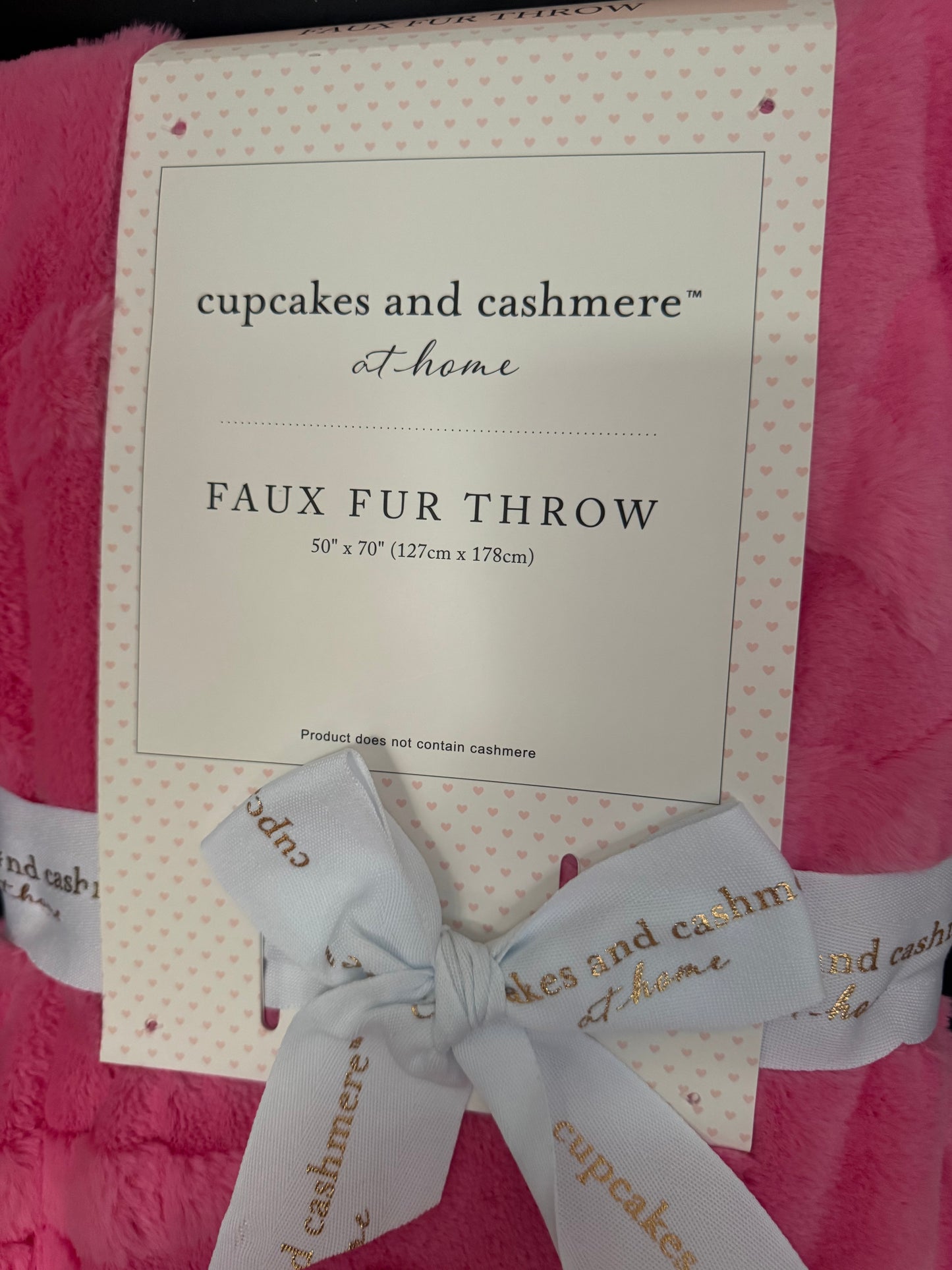 Cupcake & Cashmere Pink Bow Plush Throw