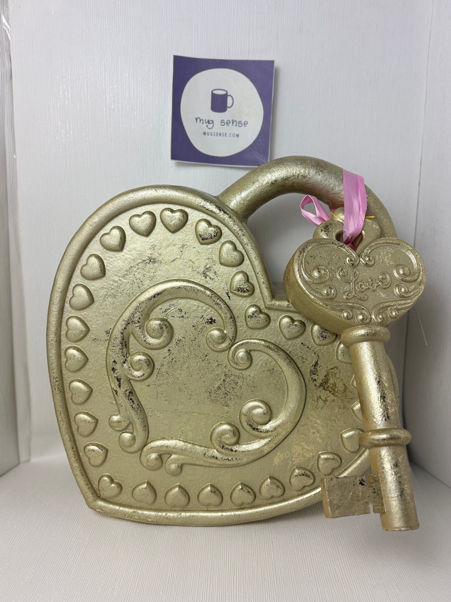Rachel Zoe XL Gold Heart Lock and Key