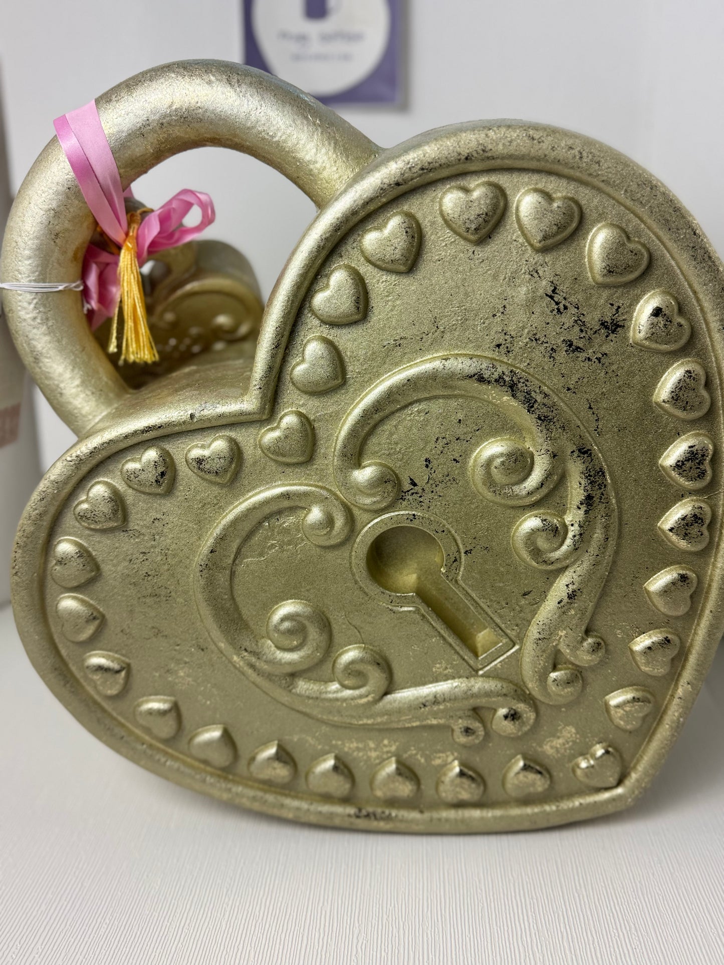 Rachel Zoe XL Gold Heart Lock and Key
