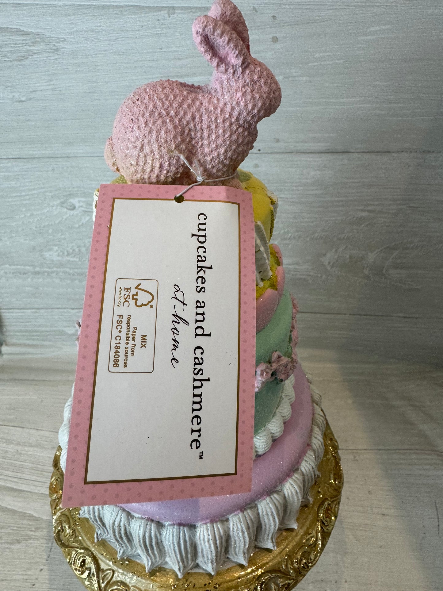 Cupcakes & Cashmere Easter Bunny Tiered Cake On Pedestal