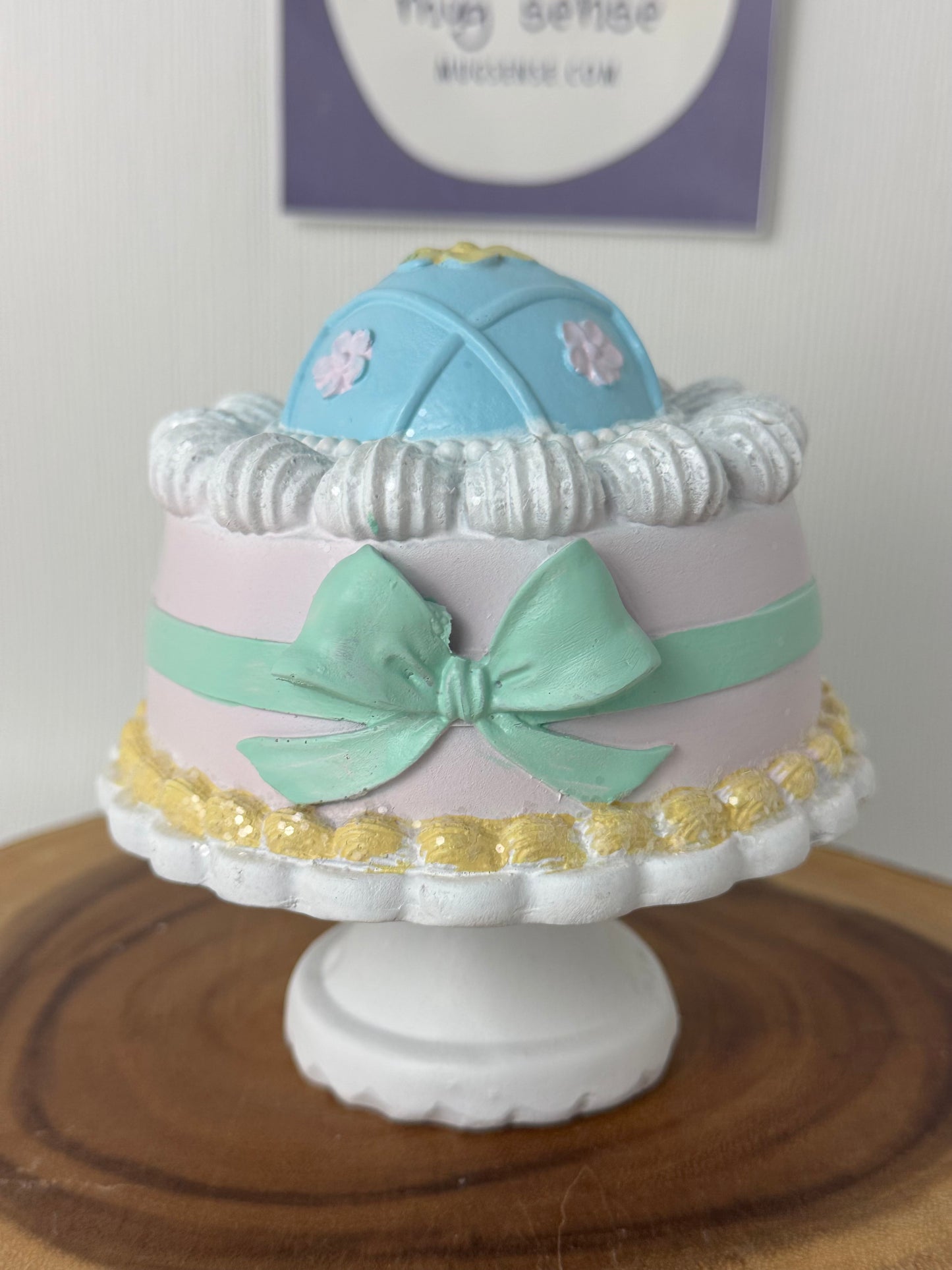 Sweet Treats Mini Easter Egg Cake Decor (Green Bow)