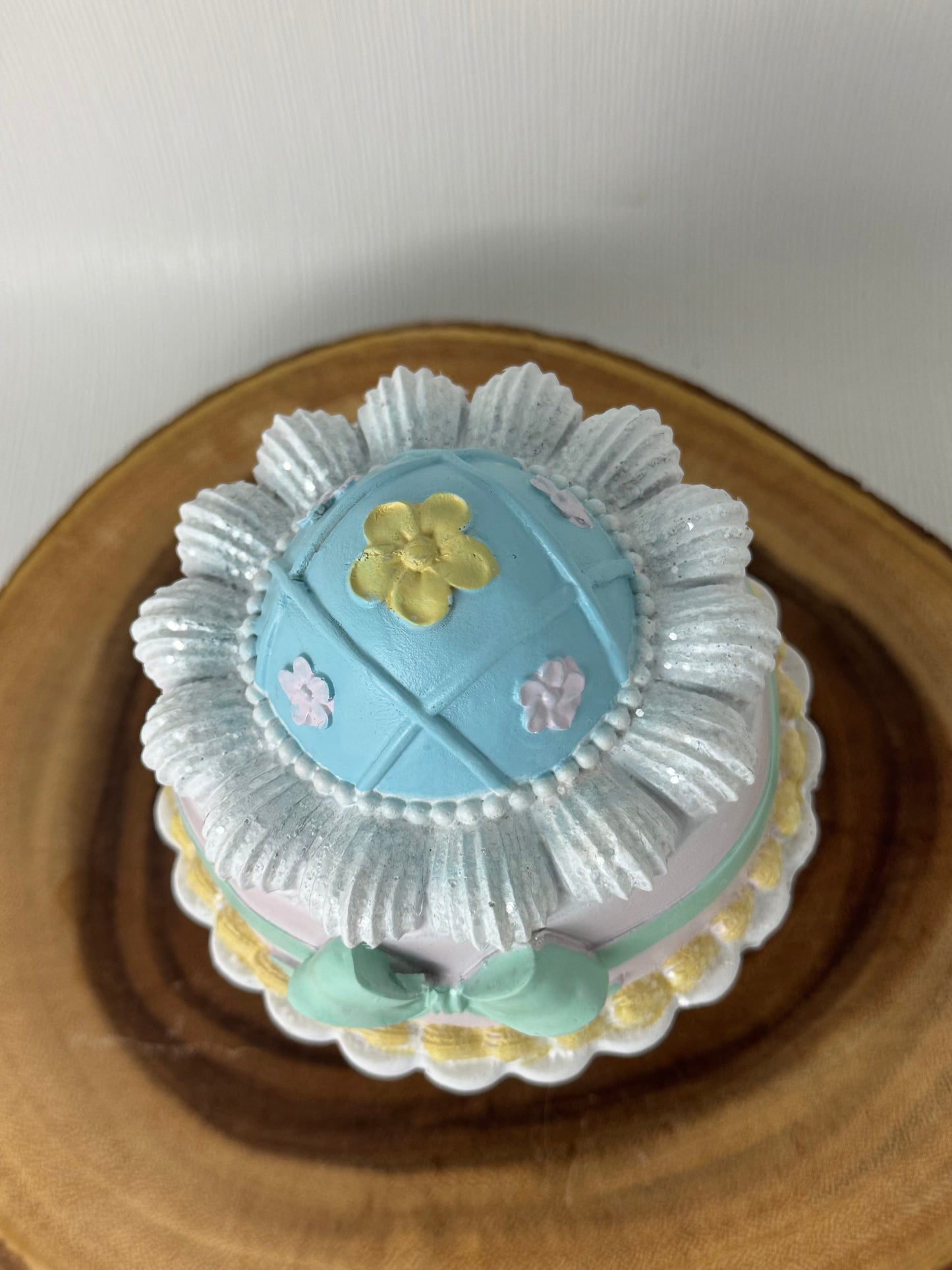 Sweet Treats Mini Easter Egg Cake Decor (Green Bow)