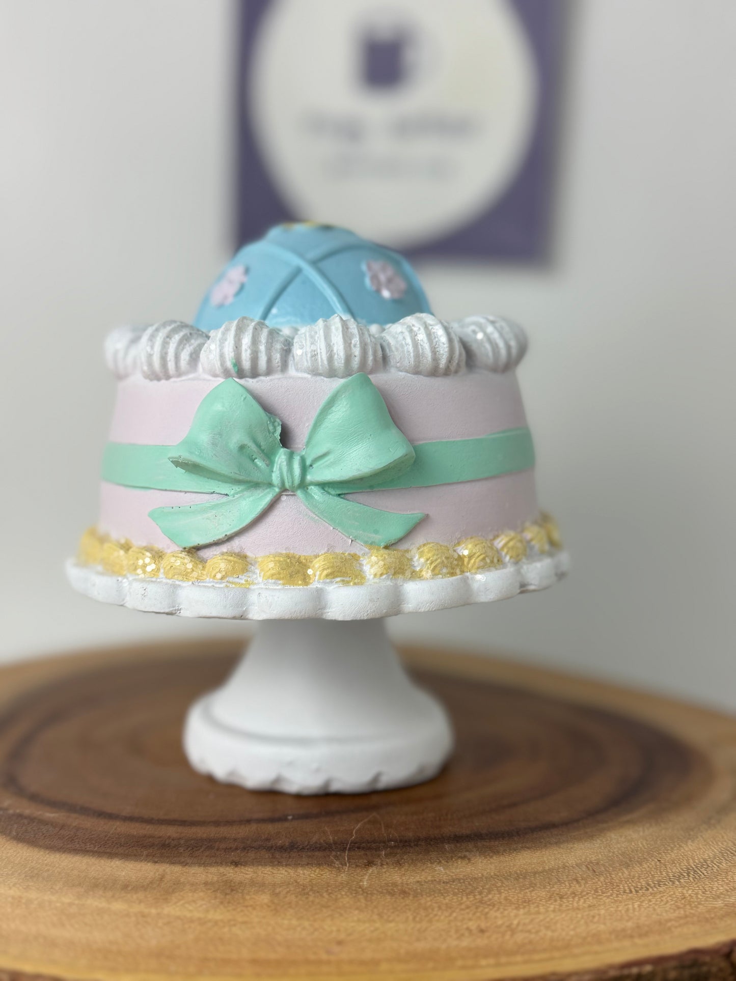 Sweet Treats Mini Easter Egg Cake Decor (Green Bow)