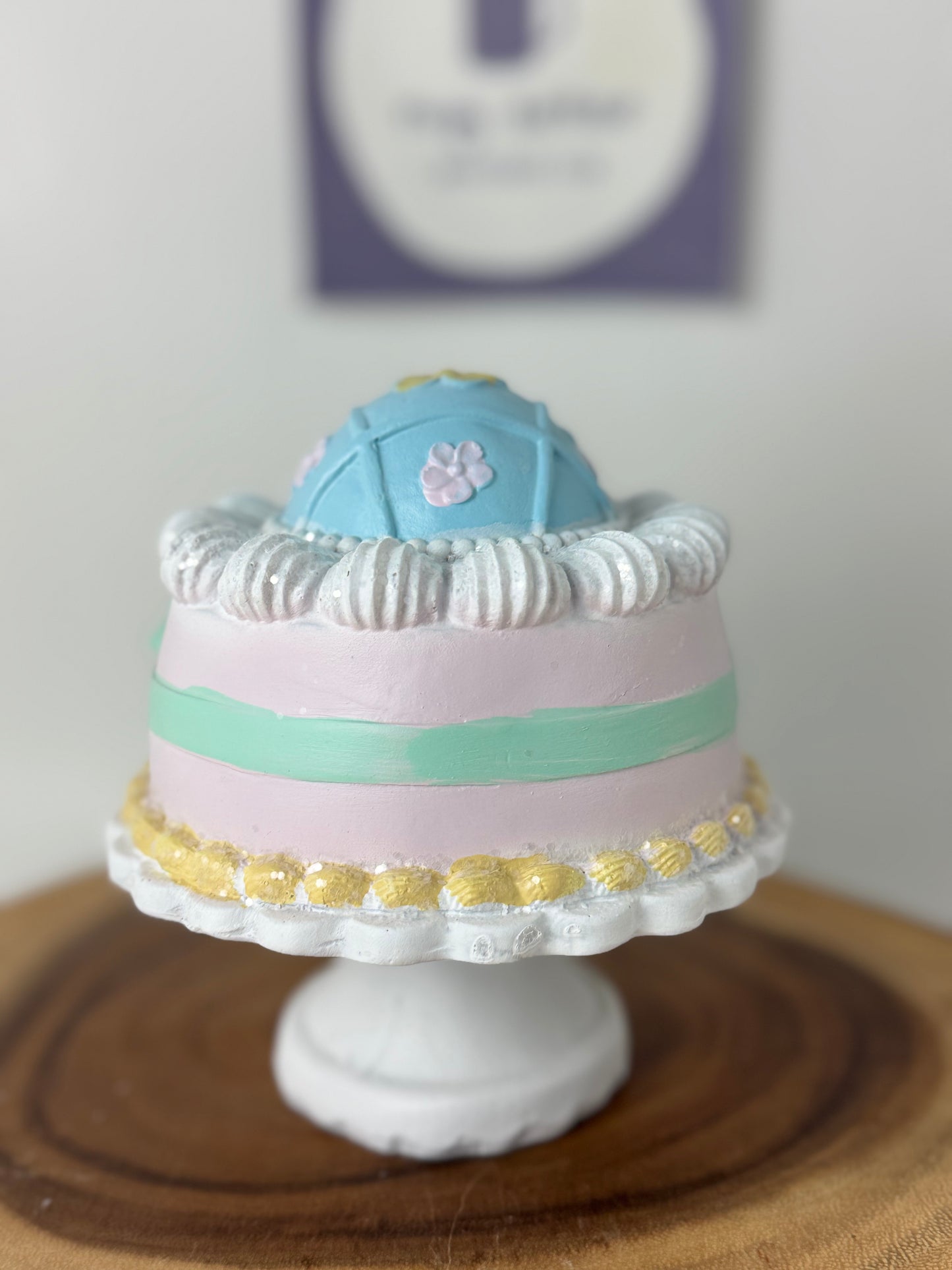Sweet Treats Mini Easter Egg Cake Decor (Green Bow)