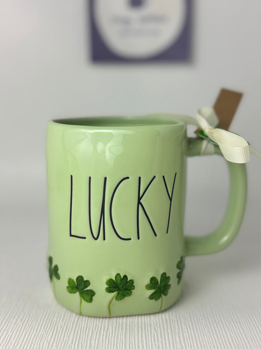 Rae Dunn Lucky Mug (Green with Shamrocks)