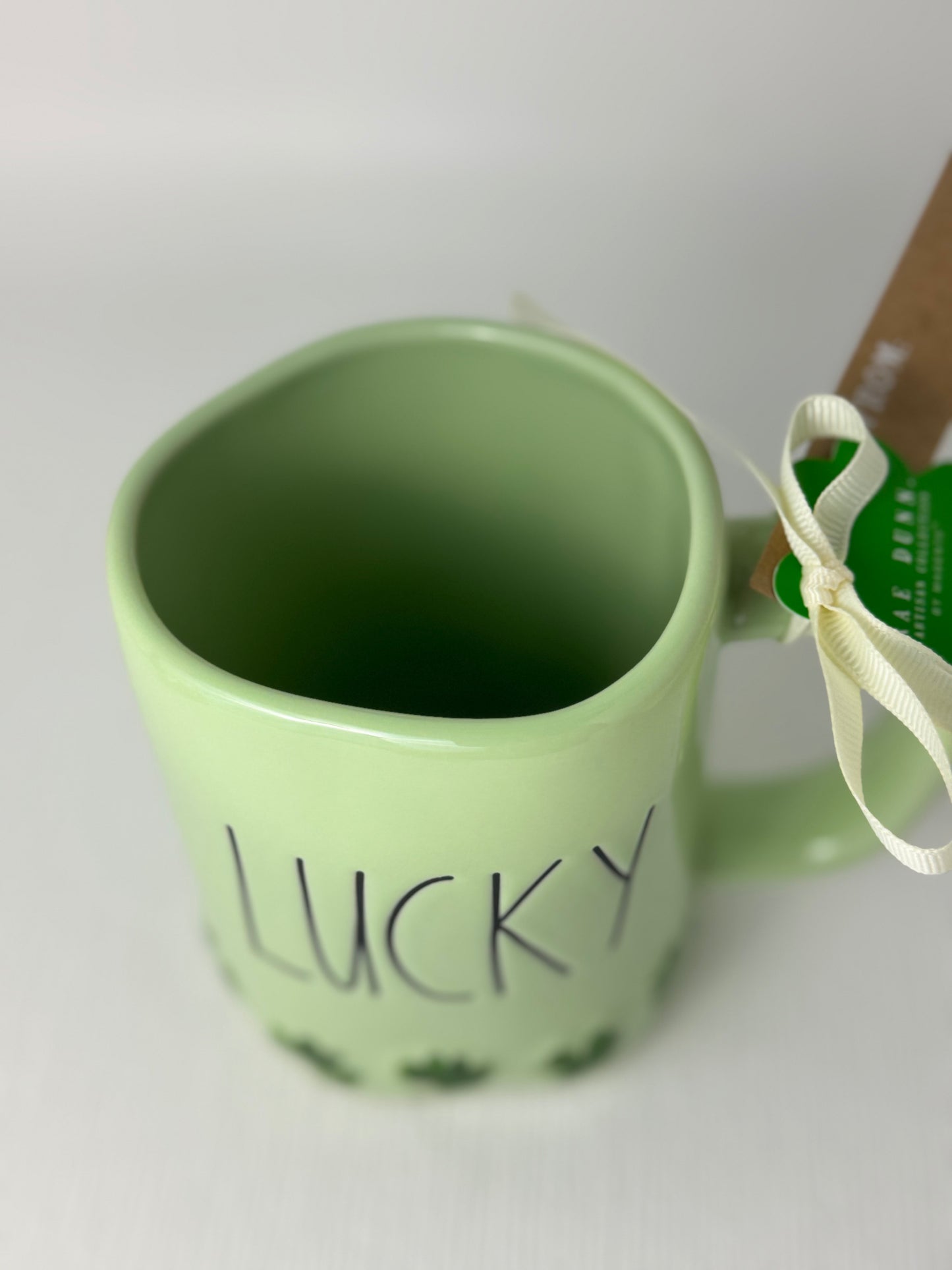 Rae Dunn Lucky Mug (Green with Shamrocks)