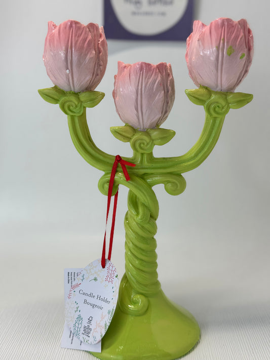 Spring Tulip Floral Candelabrum Candlestick Holders