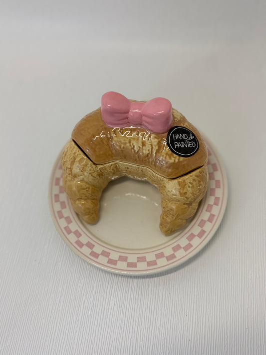 Viral Pink Bow Croissant Trinket Dish