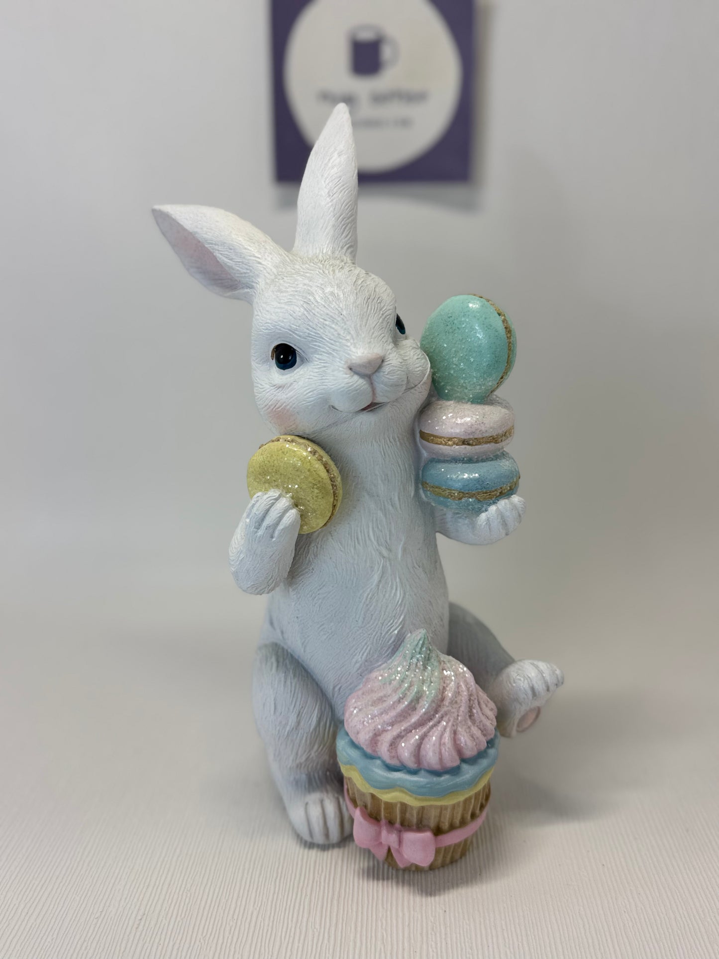 Sweet Treats Bunny with Macarons and Cupcake 12"