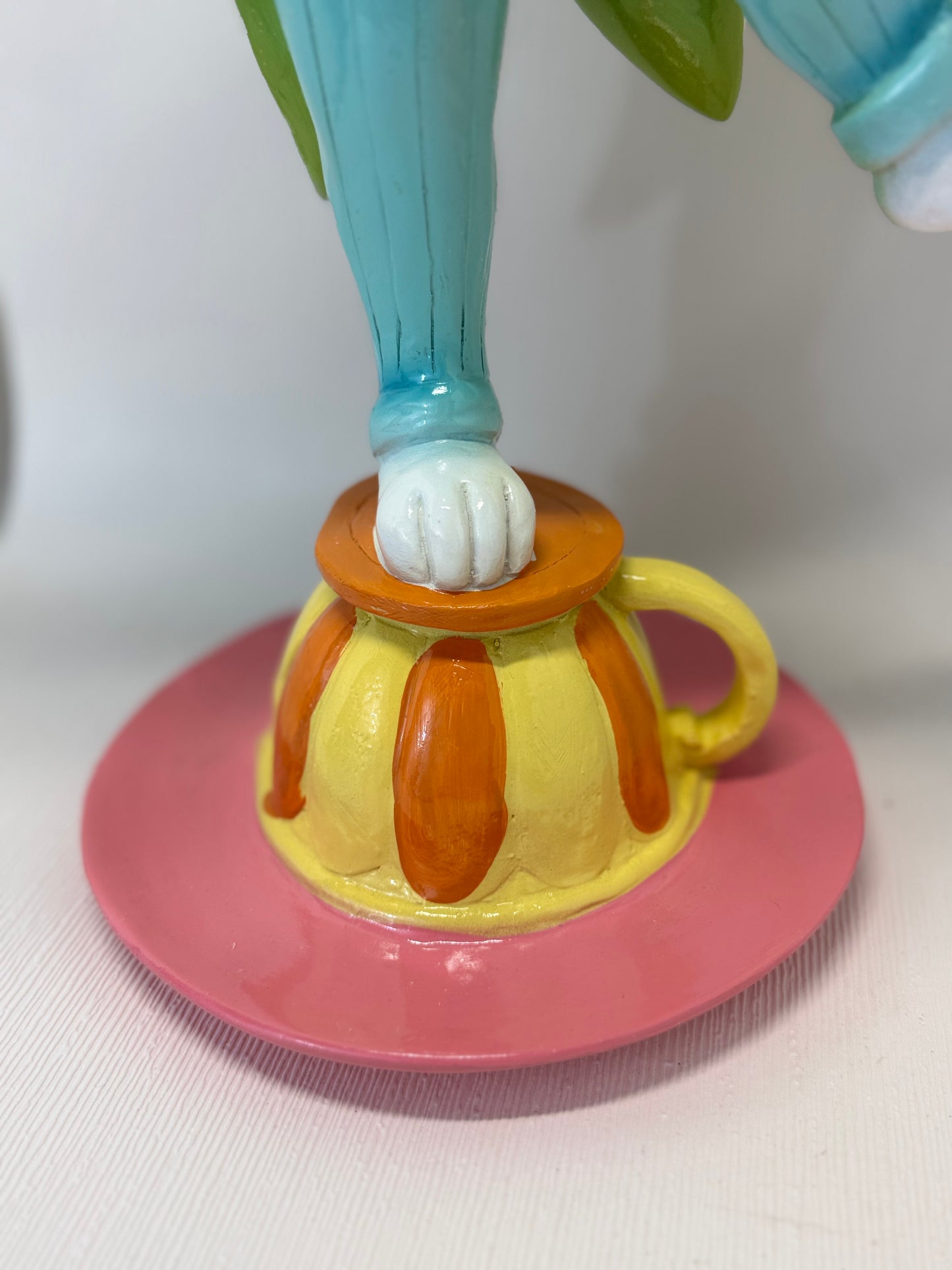 Tophat & Tail Mad Hatter Easter Bunny Balancing Tea Cups 24" TALL