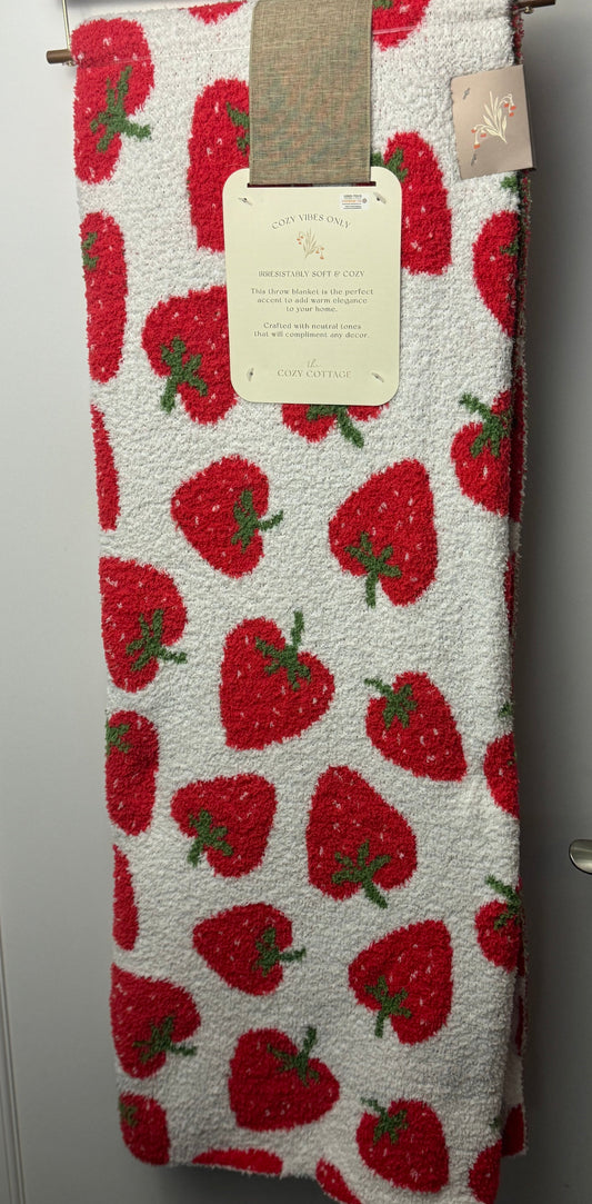The Cozy Cottage Strawberry Throw Blanket