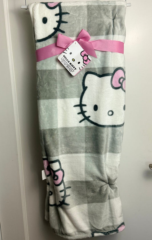 Hello Kitty Gray Striped Throw Blanket