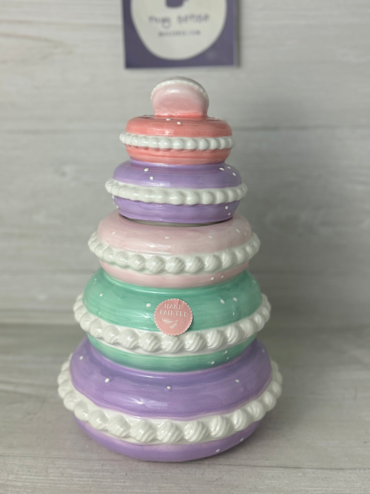 Peppermint & Pine Macaron Cookie Jar Canister