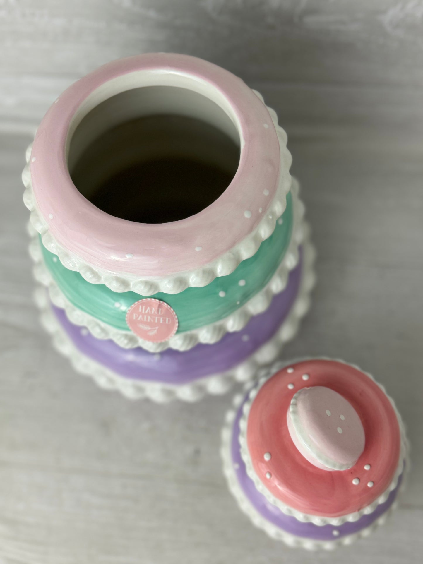 Peppermint & Pine Macaron Cookie Jar Canister