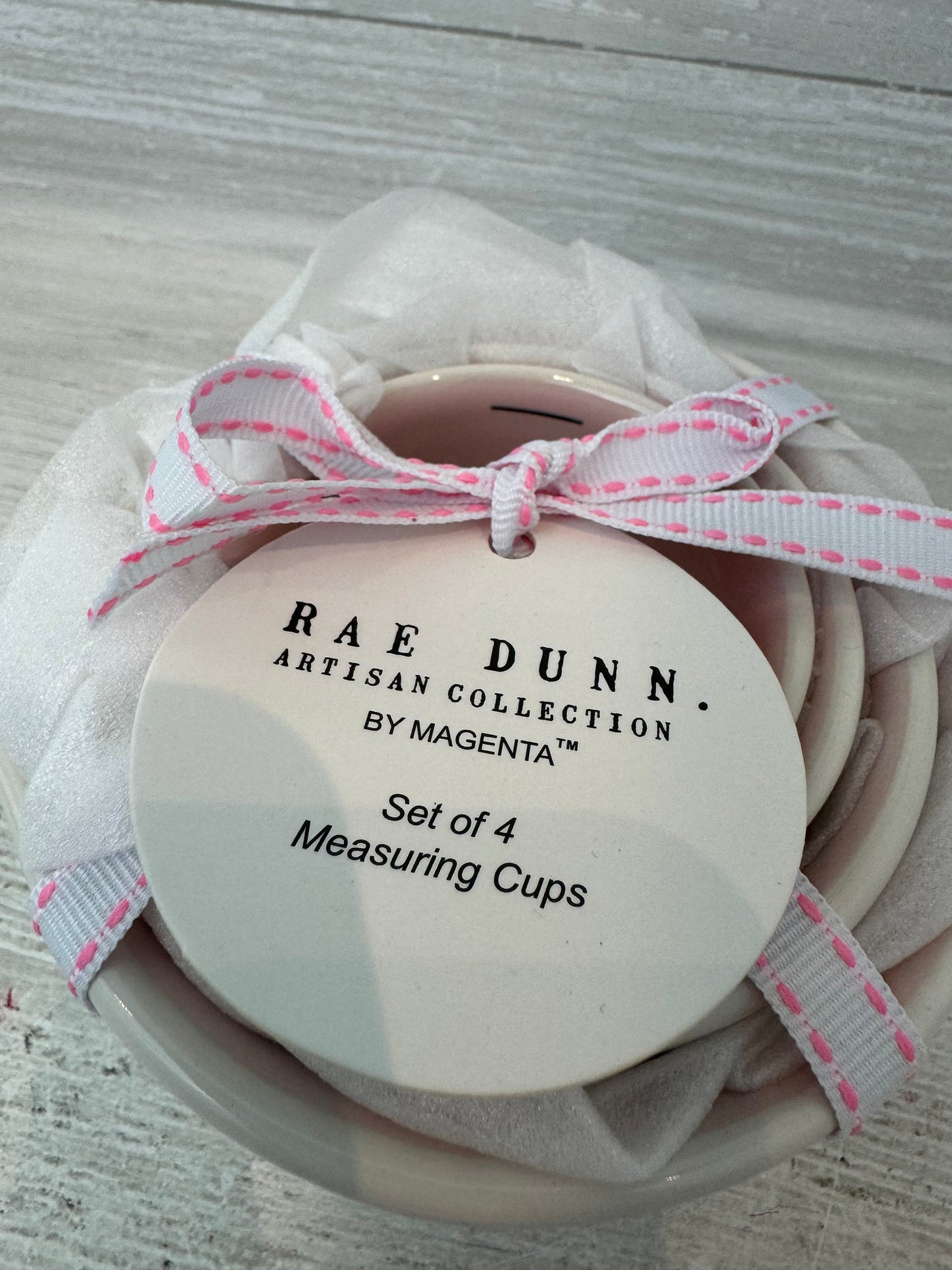 Rae Dunn White with Pink Inside Measuring Cup Set