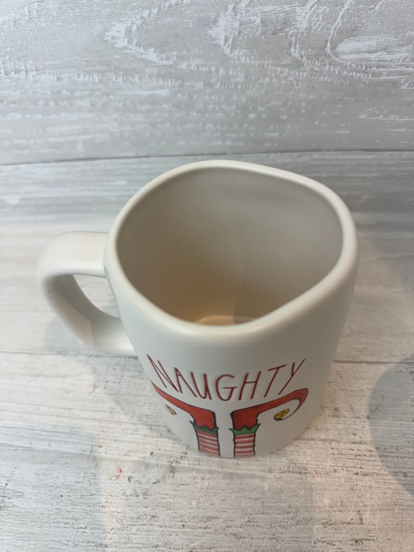 Rae Dunn Naughty, Nice Elf Feet Mug