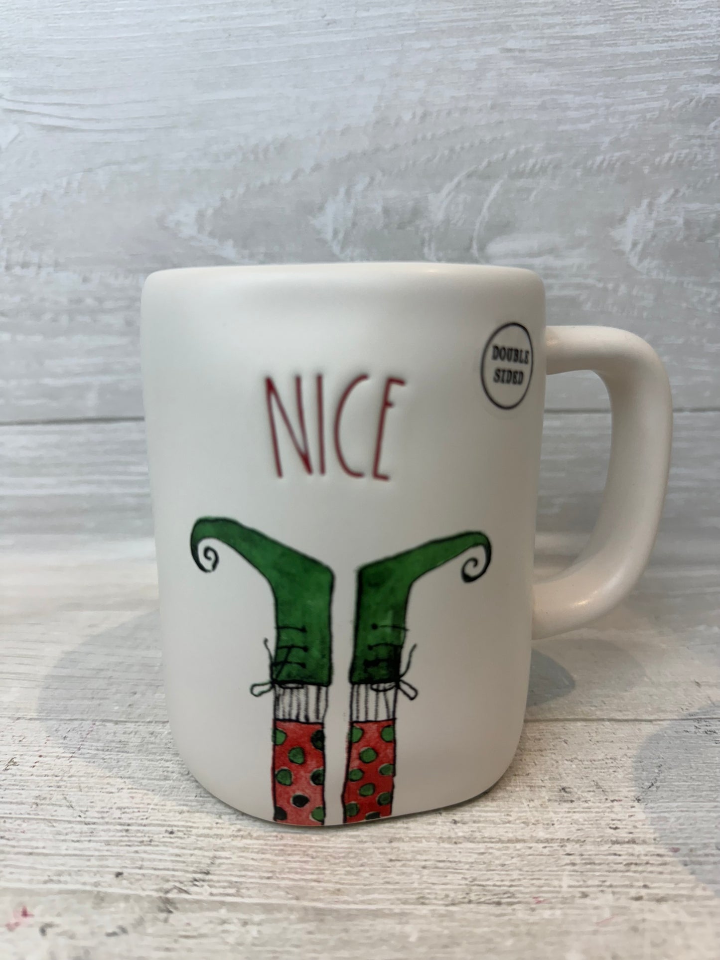 Rae Dunn Naughty, Nice Elf Feet Mug