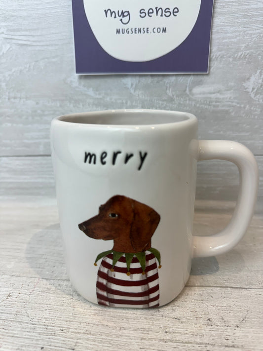 Rae Dunn Merry Dachshund Mug