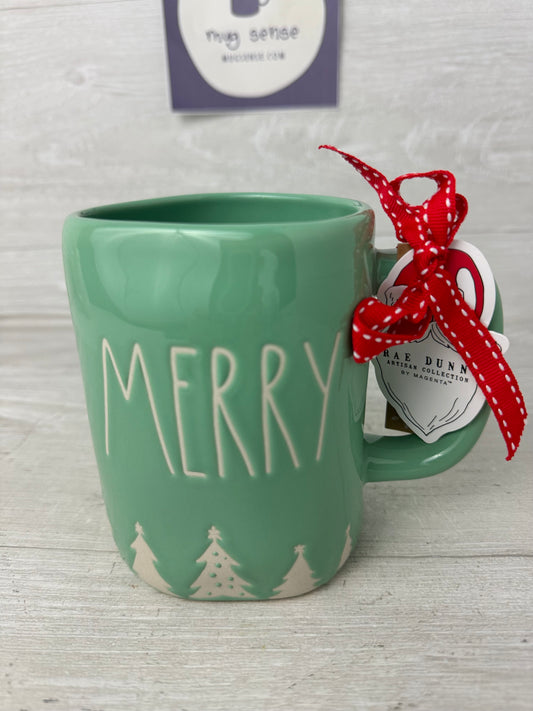 Rae Dunn Merry Green Trees Mug