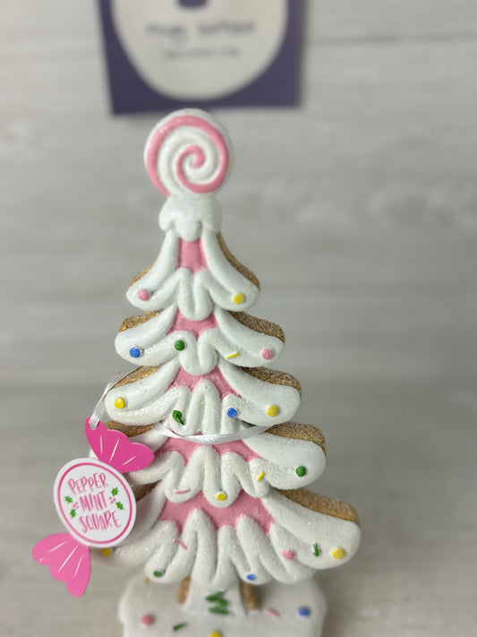 Peppermint Square Pink Sprinkles Cookie 10" Tree
