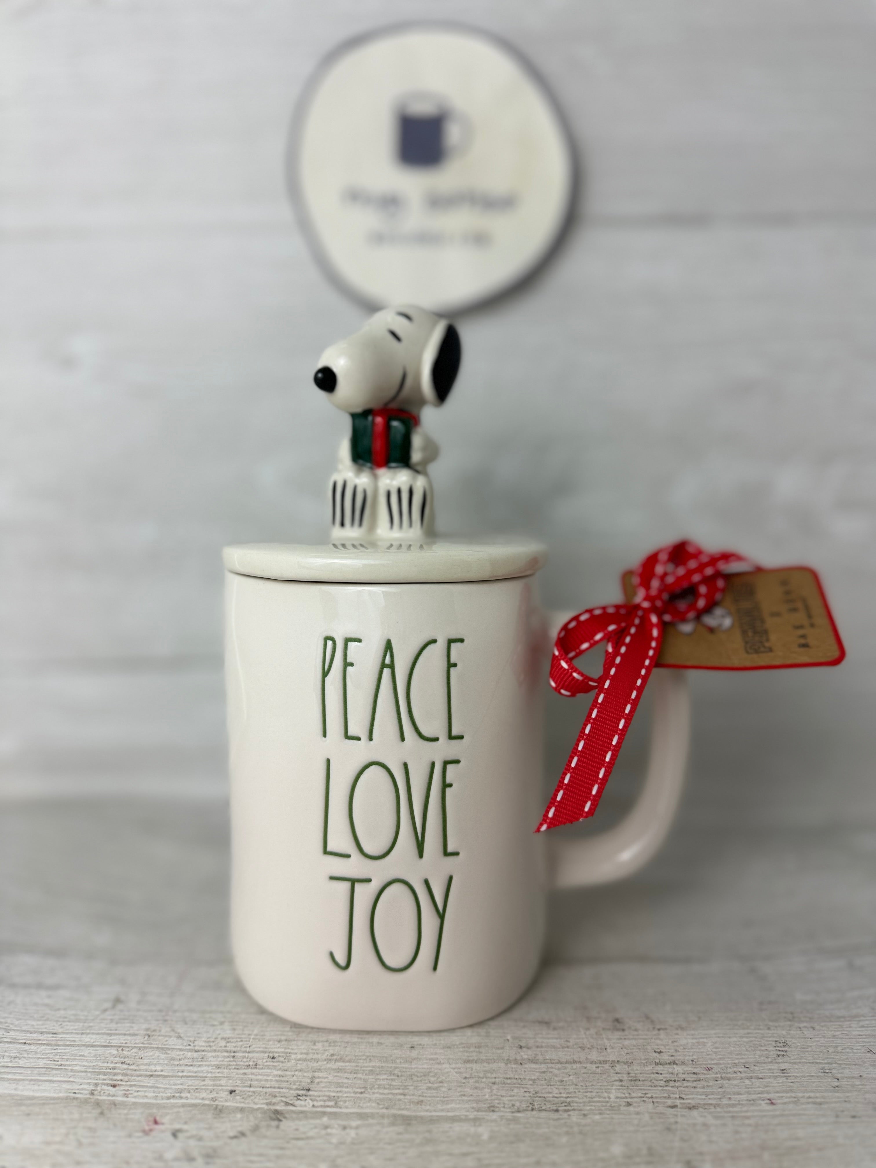 Rae Dunn Peanut's Peace Love Joy Topper Mug – Mug Sense