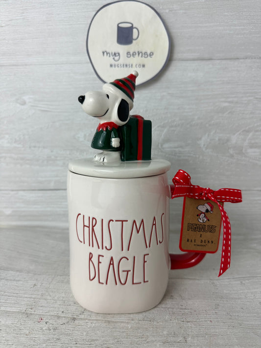 Rae Dunn Peanut's Christmas Beagle Topper Mug