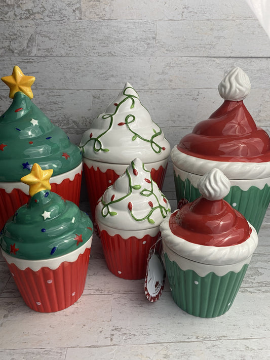 10 Strawberry Street  Cupcake Christmas Canisters