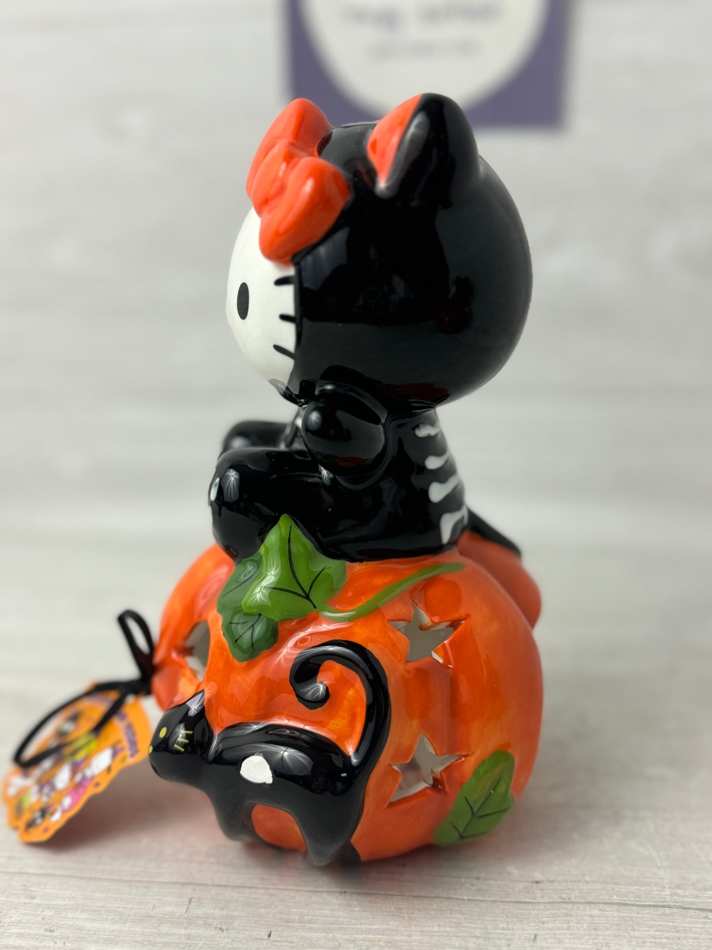 Blue Sky Hello Kitty Skeleton Pumpkin Tealight