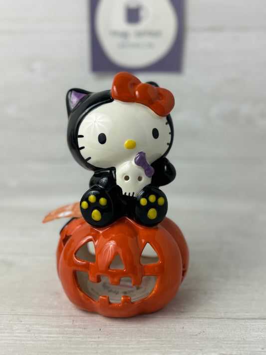 Blue Sky Hello Kitty Cat w/ Skull Pumpkin Tealight