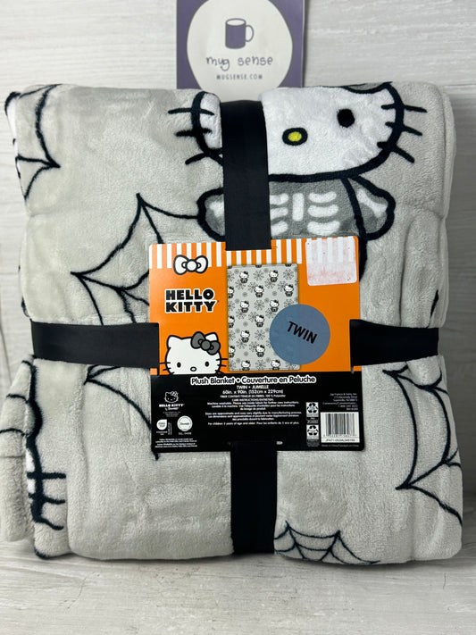 Hello Kitty Halloween Grey Skeleton Cobweb TWIN Blanket