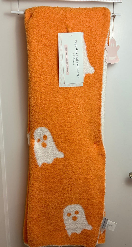 Cupcakes & Cashmere Orange Ghost Blanket Throw