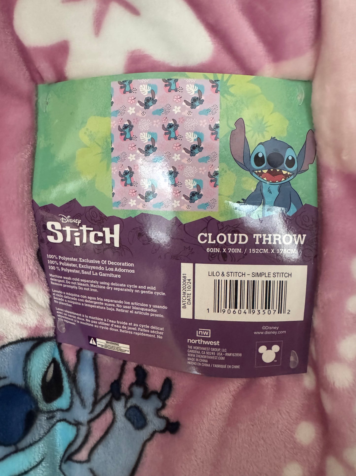 Disney's Stitch Violet Lilac Throw Blanket