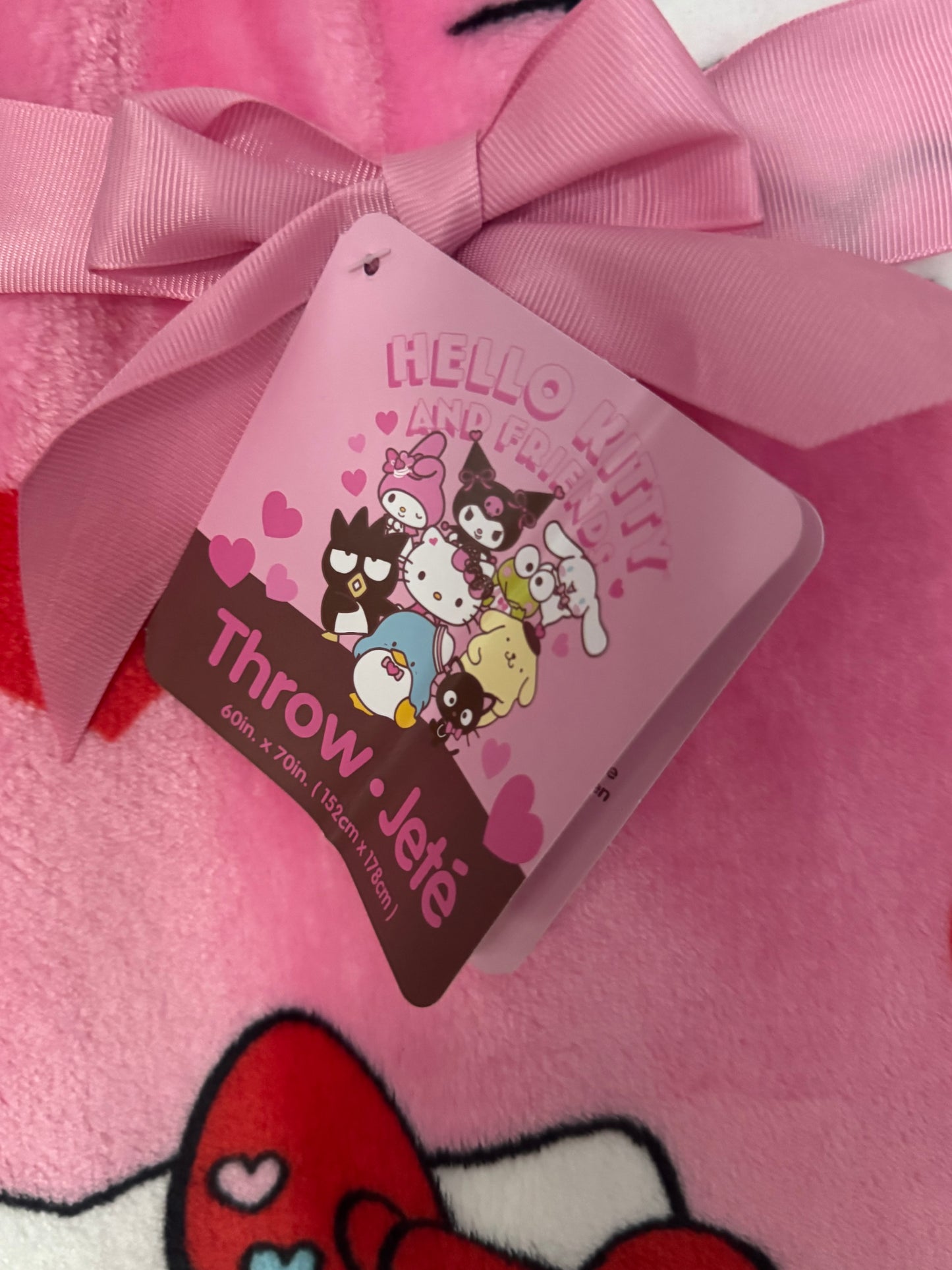 Hello Kitty Pink Heart Throw Blanket