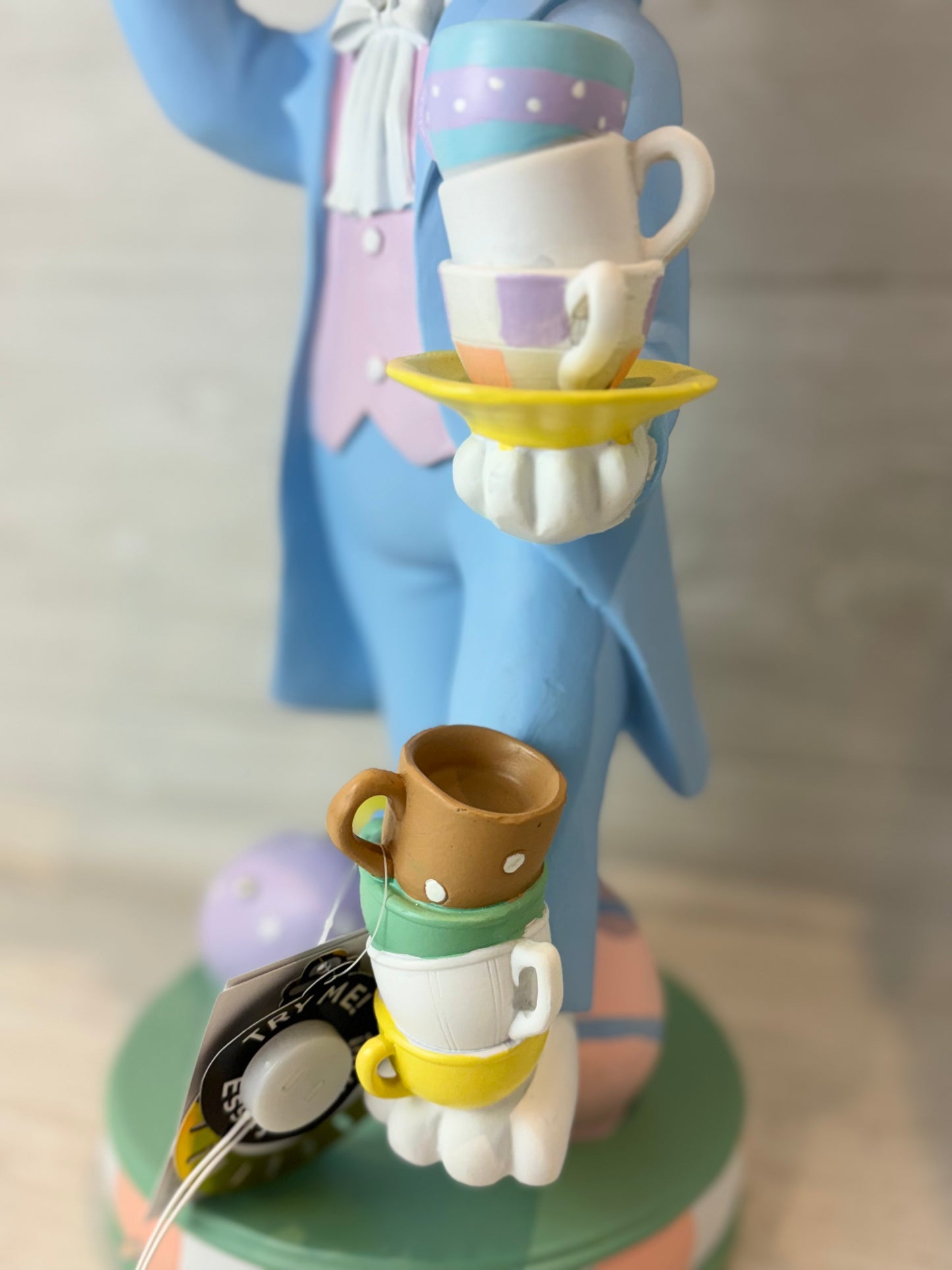 Large LED Mad Hatter Bunny Balancing Teacups