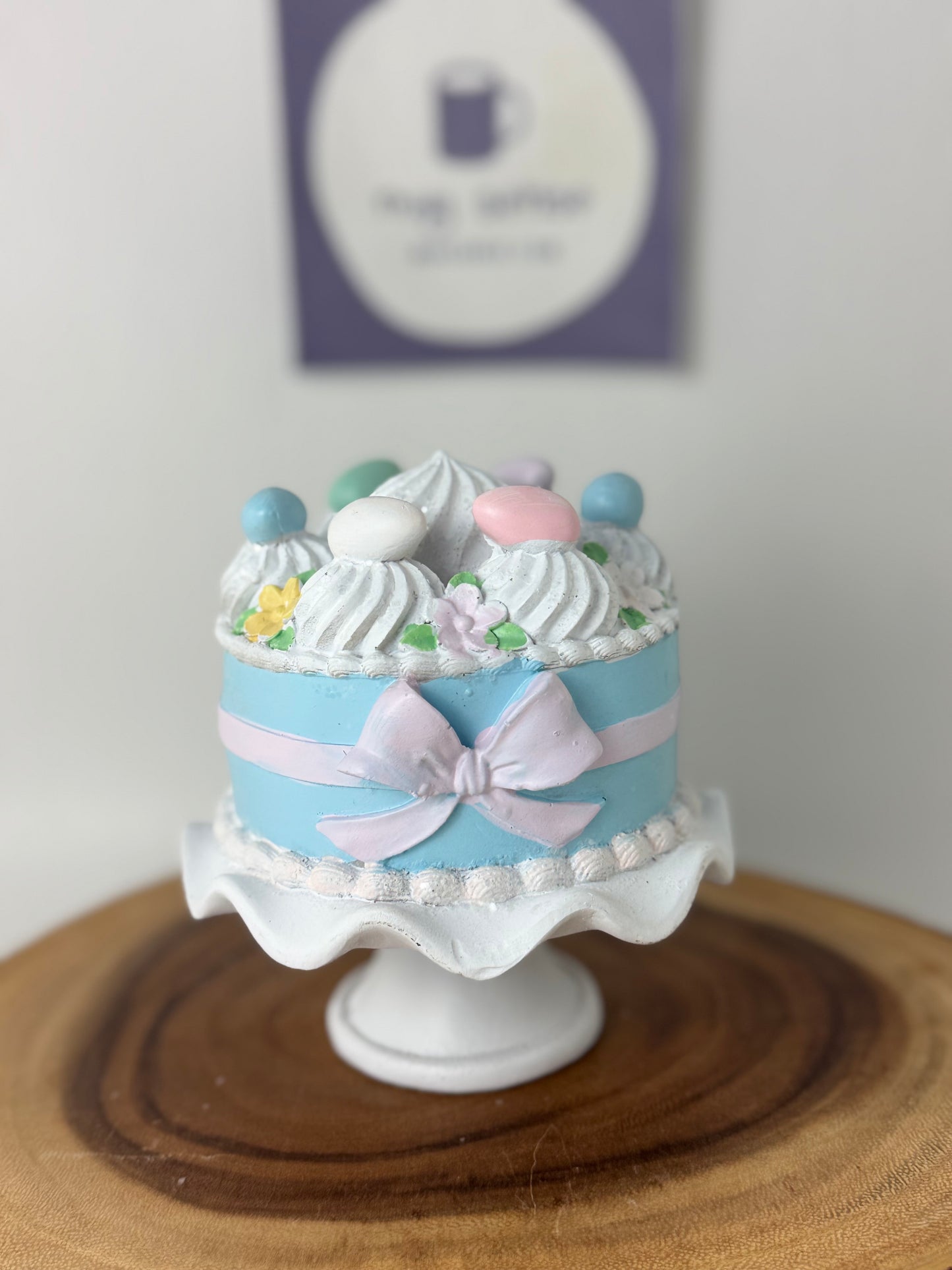 Sweet Treats Mini Easter Egg Cake Decor (Violet Bow)