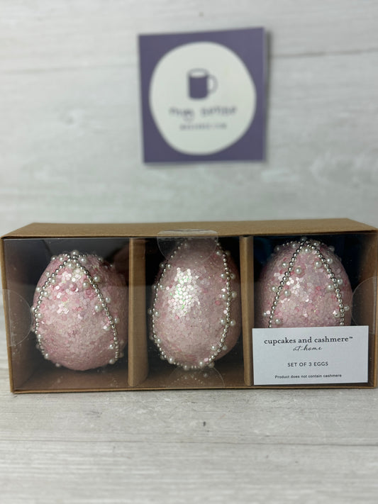 Cupcakes & Cashmere Pink Sequined Eggs