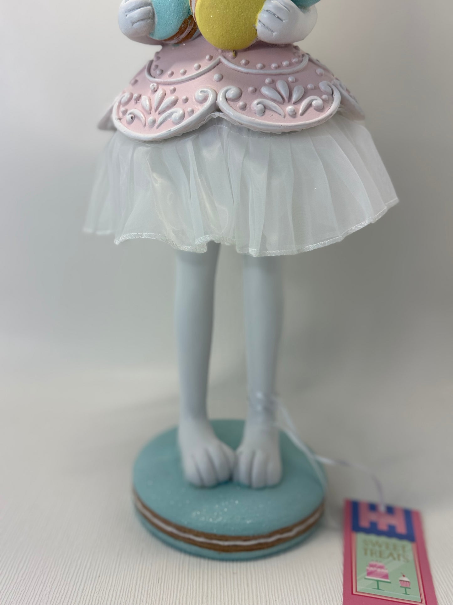 Pastel Ballerina Tutu Bunny Holding Macarons Large Figurine 21”