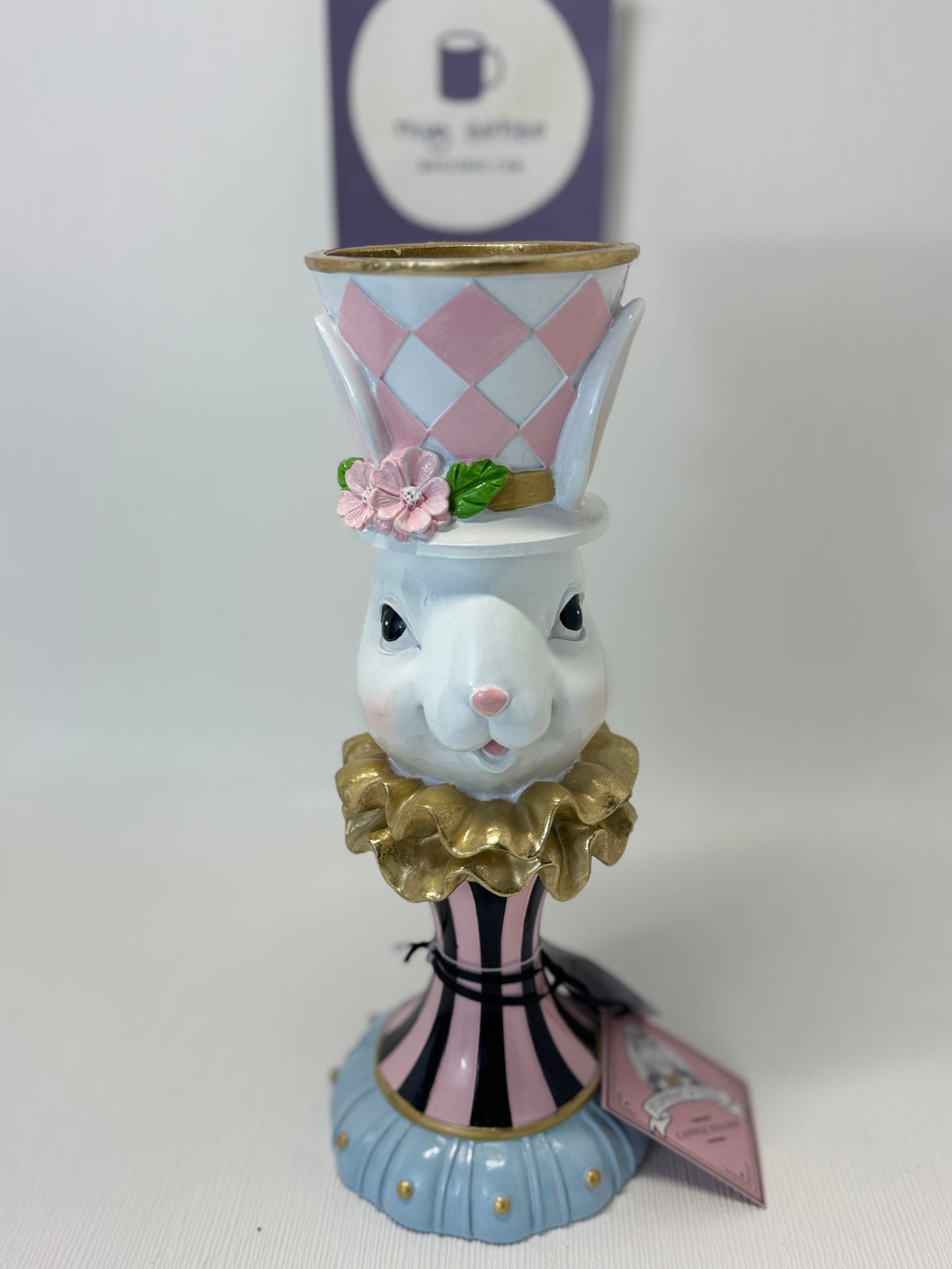 Tophat & Tail Bunny Candle Holder (Pink)