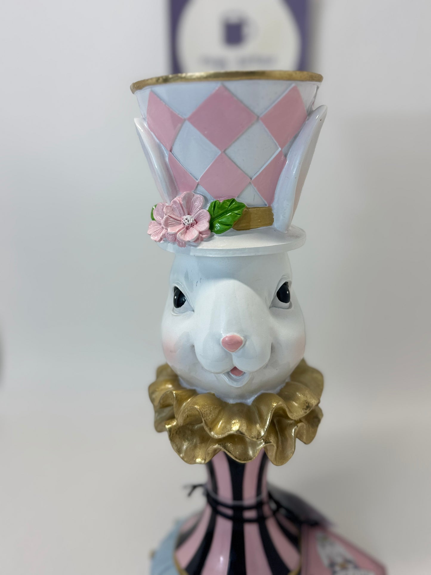 Tophat & Tail Bunny Candle Holder (Pink)