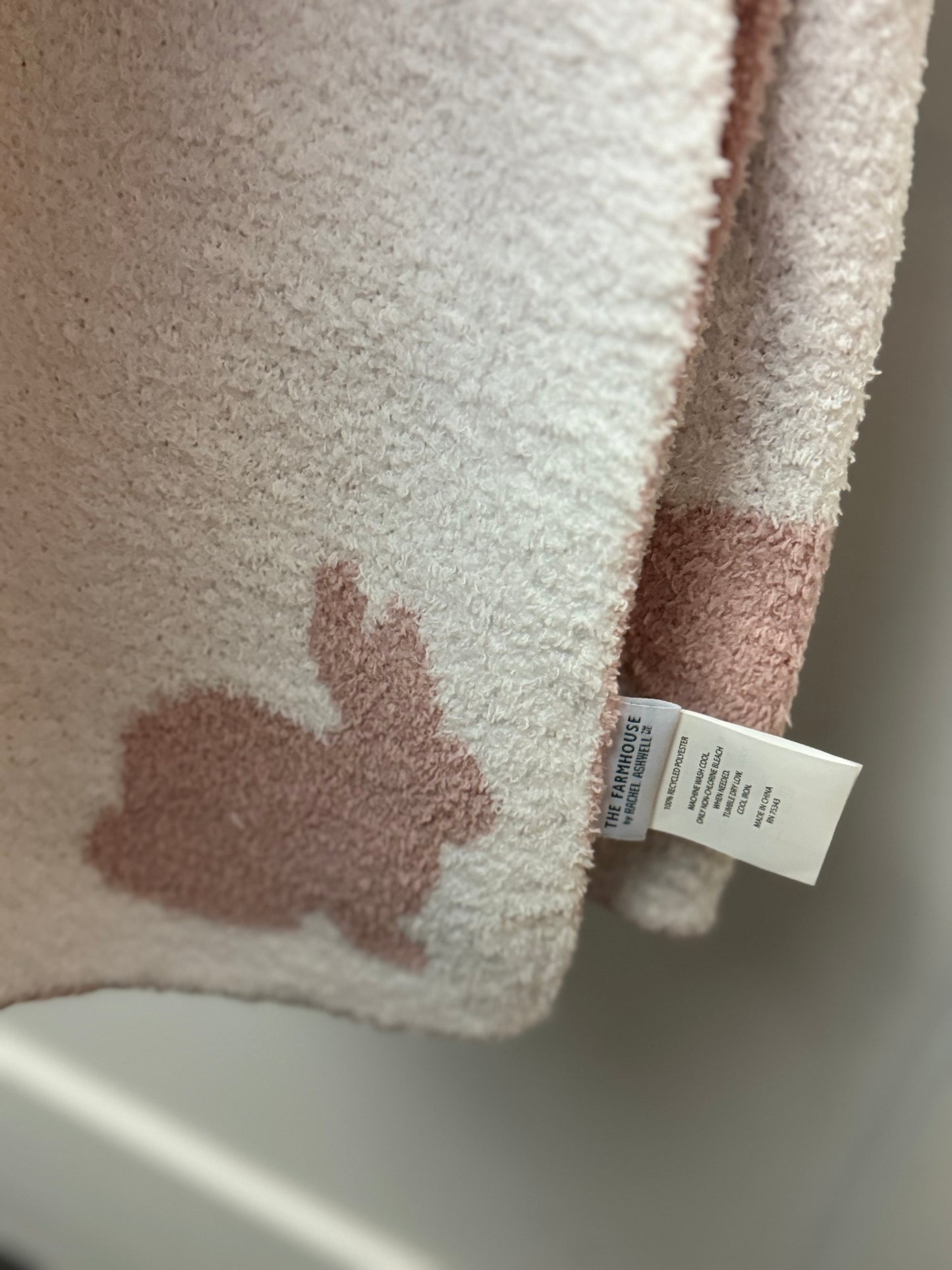 Farmhouse By Rachel Ashwell Pink Bunny Decorative Throw